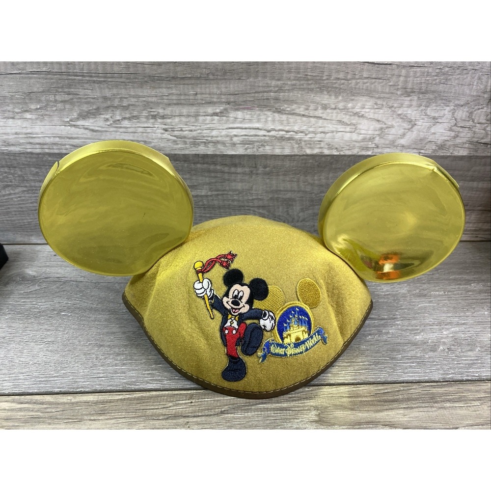 Vintage Walt Disney World Gold Mickey Mouse Ears Celebration Adult Size